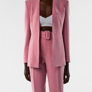 ZARA PINK SUIT with Lapelless Blazer + Pants 💖